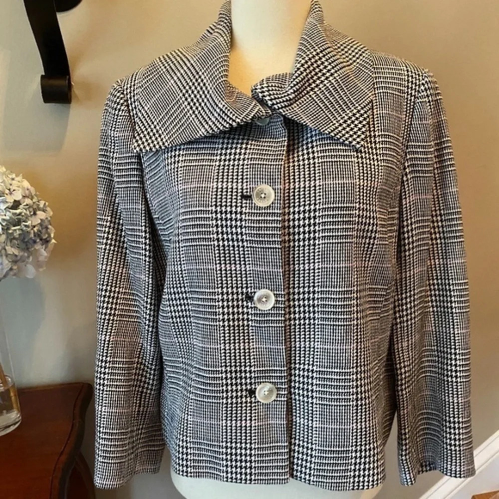 Ralph Lauren Linen  Houndstooth Plaid Jacket 10